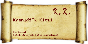 Krsnyák Kitti névjegykártya